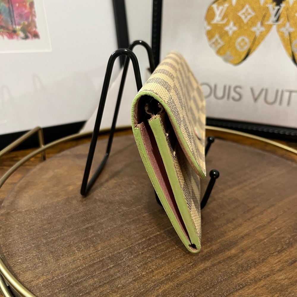 Louis Vuitton Damier Azur Emilie Wallet w/ Pink/Green! - Picture 4 of 11